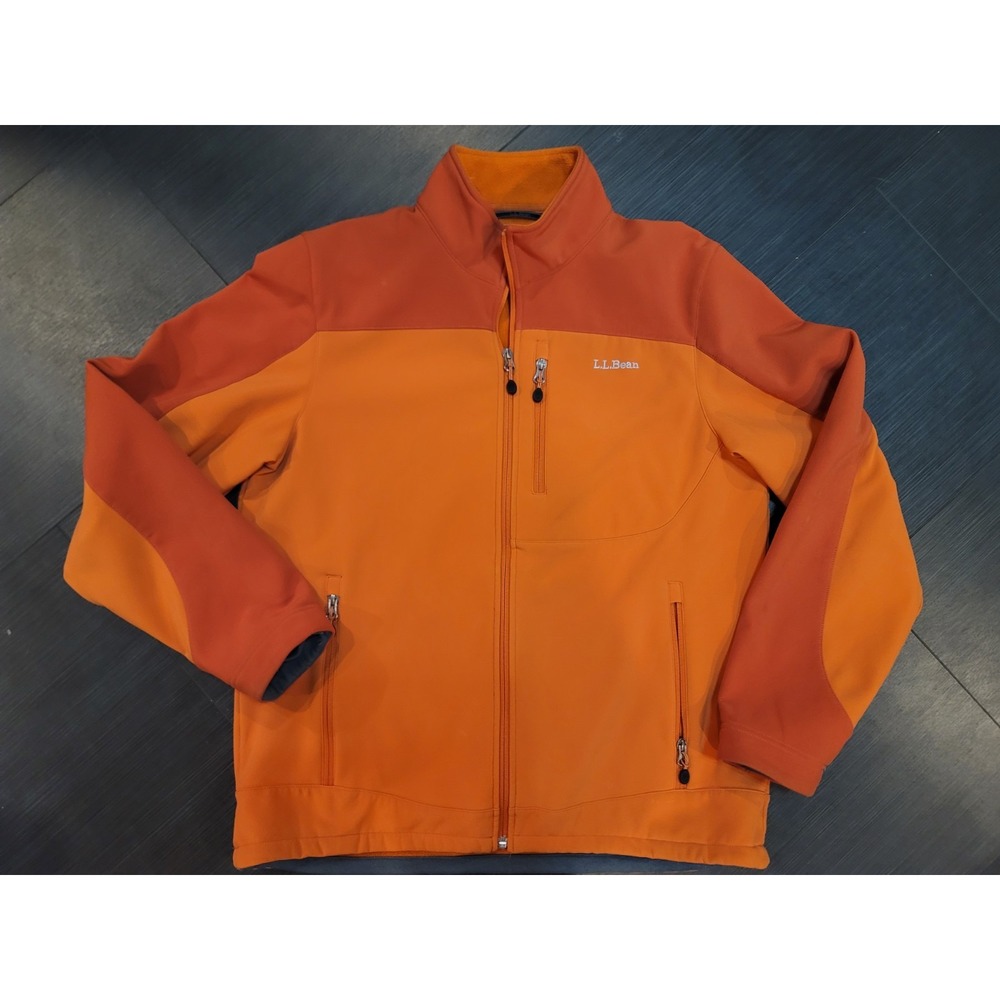L.L.Bean Softshell waterproof jacket Medium Bright Orange full Zip